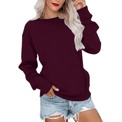 CozyCore – Women’s Crewneck Hoodless Sweatshirt – Burgundy / S