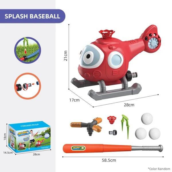 AquaSwing – Fun Water Spray Baseball Game Toy – Helicopter / Upgraded 360° Roating Sprinkler Baseball Set