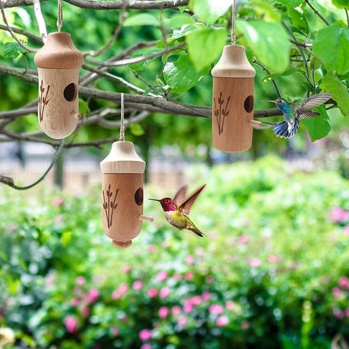NatureSip – Wooden Hummingbird Feeder for Garden Lovers – 1 SET 3 PCS