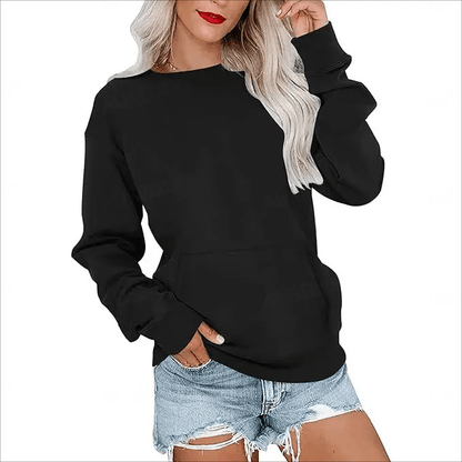 CozyCore – Women’s Crewneck Hoodless Sweatshirt – Black / S