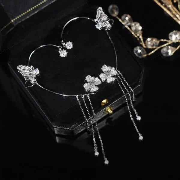 ButterGlow – Cubic Zirconia Butterfly Fringe Earrings – image 8