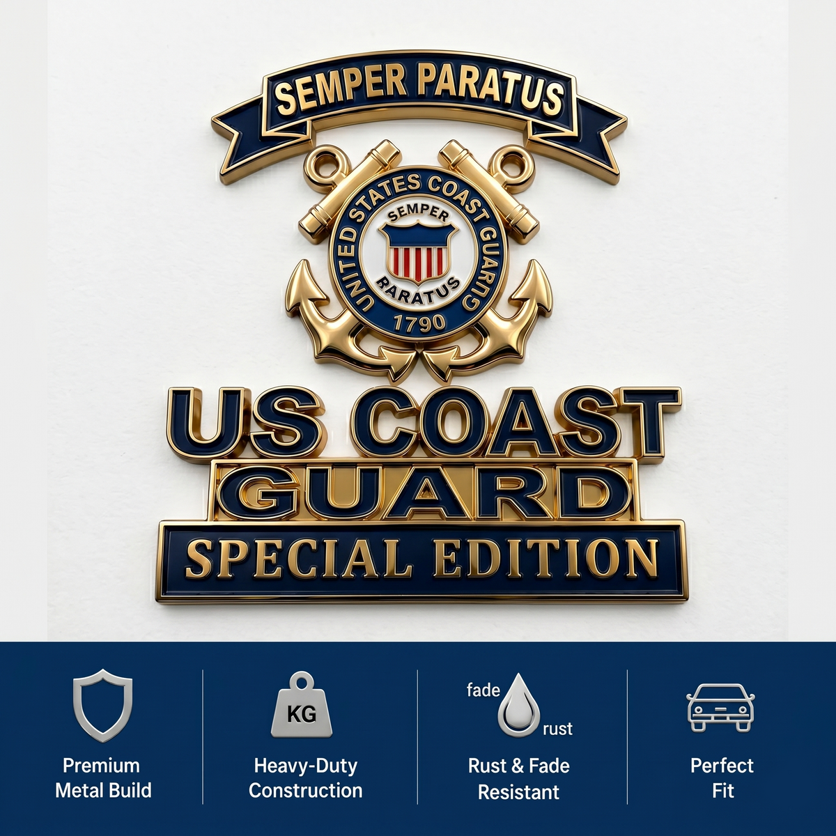 CoastGuard - Semper Paratus Metal Emblem Badge – image 5