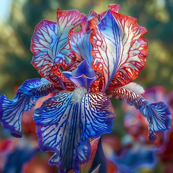 BloomAura – Exotic Tall Bearded Iris Flower – Blue flame / 2 Iris Rhizomes