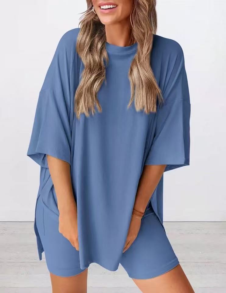 ComfiChic - Two Piece Relaxed Fit Set – Blue / S