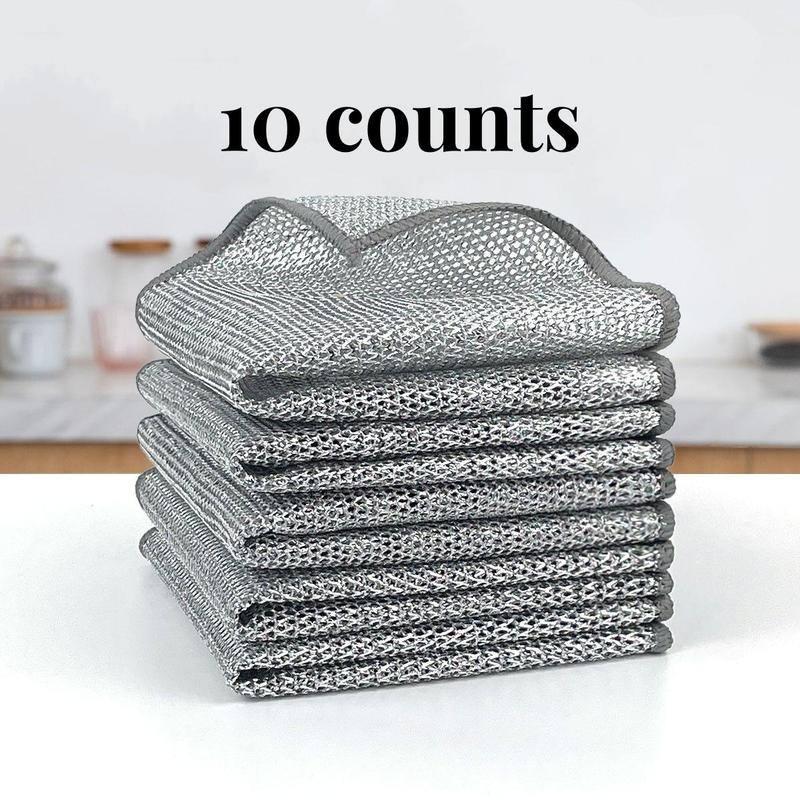 SilverScrub – Non-Scratch Mesh Cleaning Dishcloths – 10-Pack Standard Set