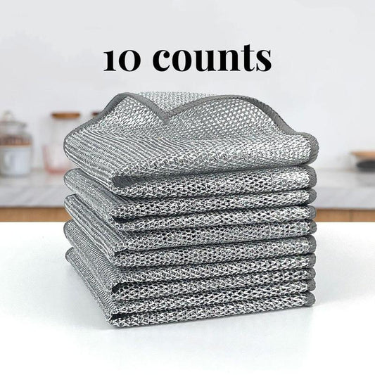 SilverScrub – Non-Scratch Mesh Cleaning Dishcloths – 10-Pack Standard Set