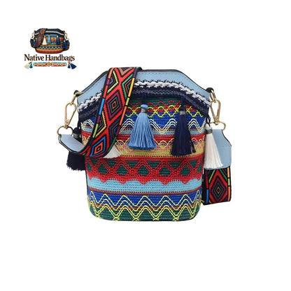 RootedCraft – Heritage Inspired Handbag – Turquoise Sky / 20cm x 9.5cm x 18cm