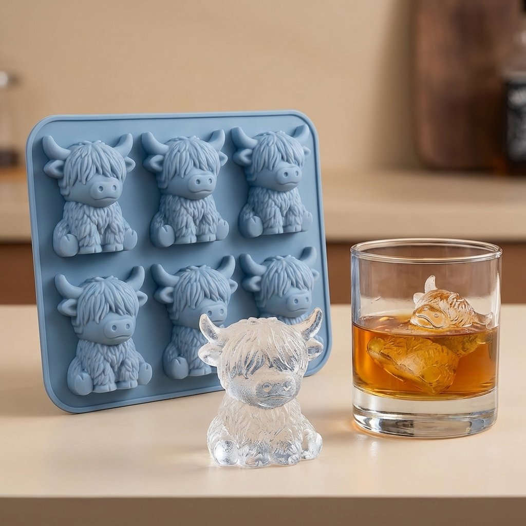ChillCow Cubes – Novelty Ice Tray – Highland Cow (6-Cavity)