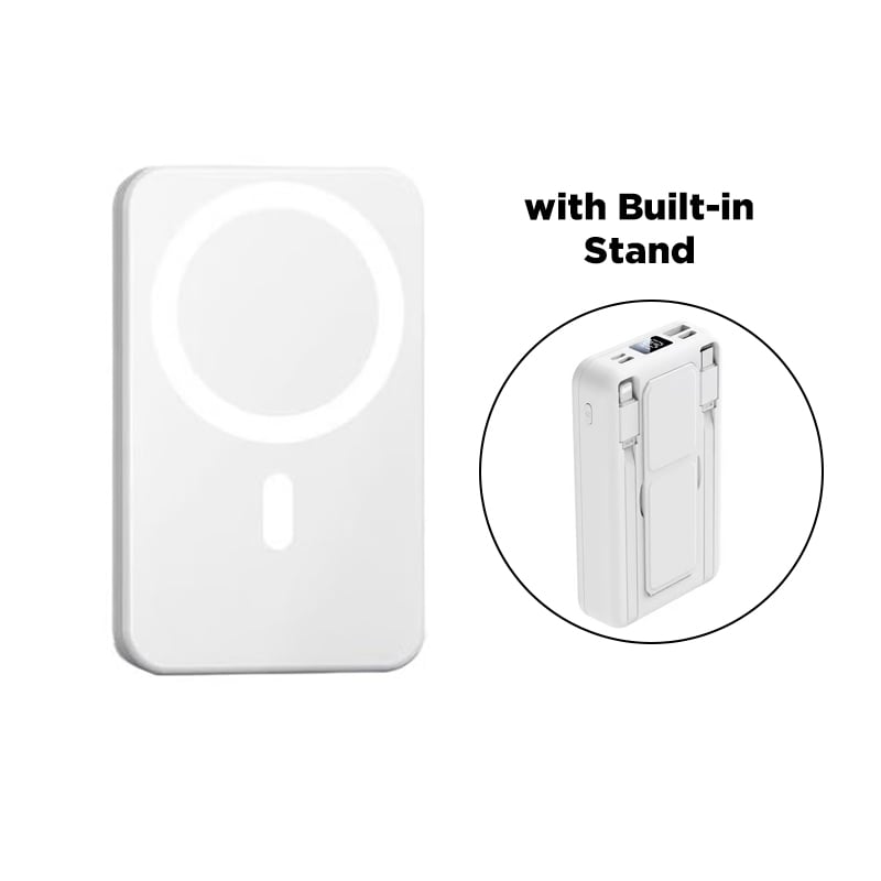 Portable Magnetic Power Bank – White 5000mAh (Kickstand)