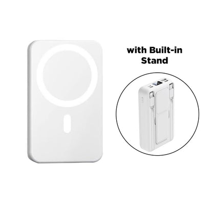 Portable Magnetic Power Bank – White 5000mAh (Kickstand)