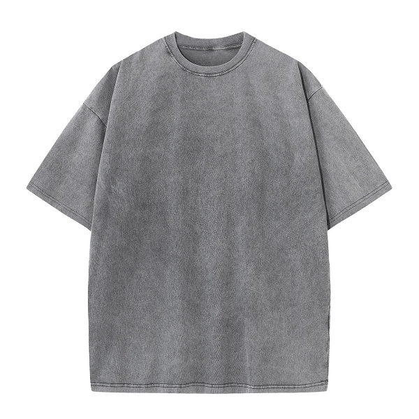 Oversoul – Relaxed Fit Acid Wash Tees – Gray / S（88.0 lbs ~110.0 lbs ）