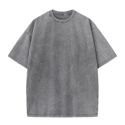Oversoul – Relaxed Fit Acid Wash Tees – Gray / S（88.0 lbs ~110.0 lbs ）