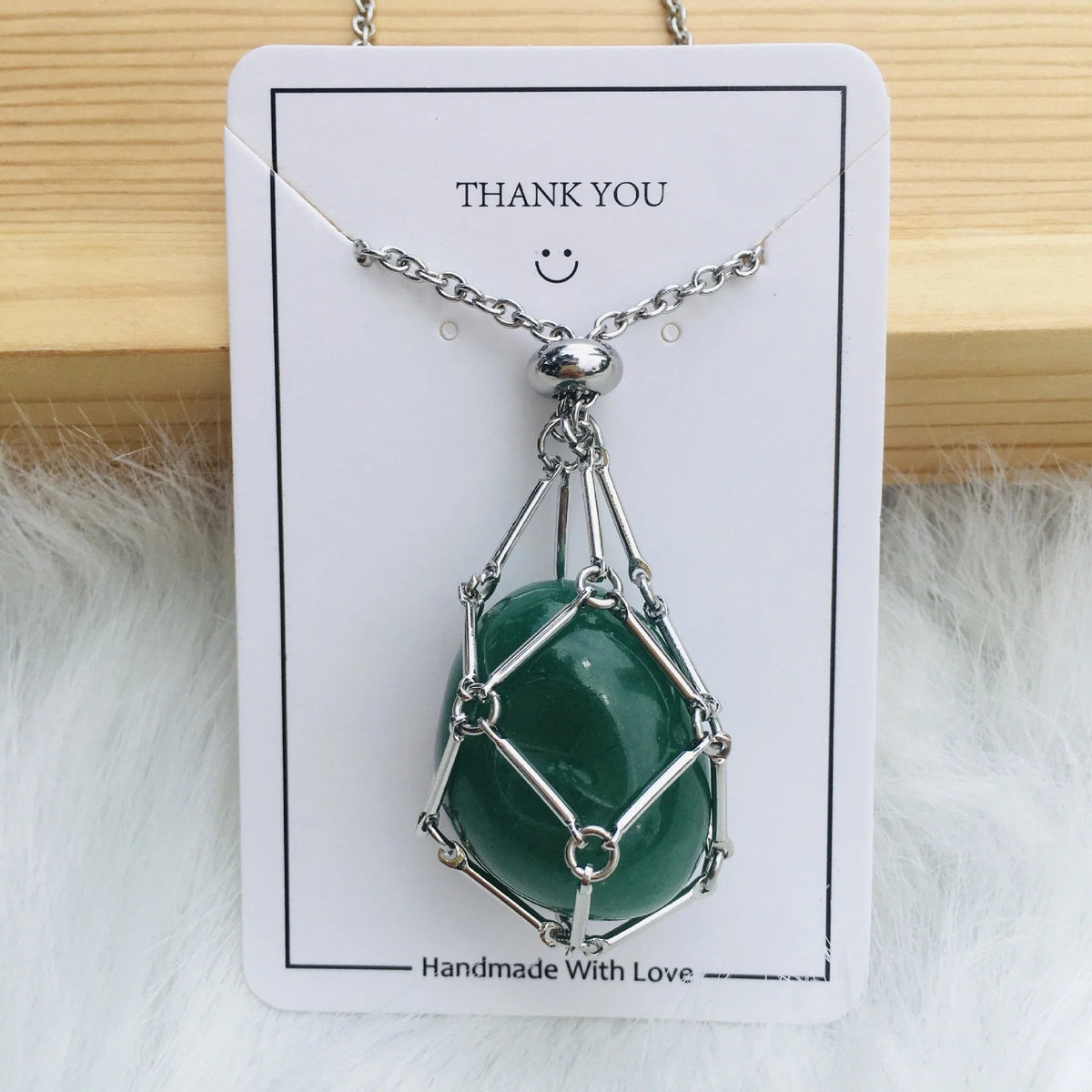SoulBound - Natural Healing Crystal Necklace – Emerald / Silver