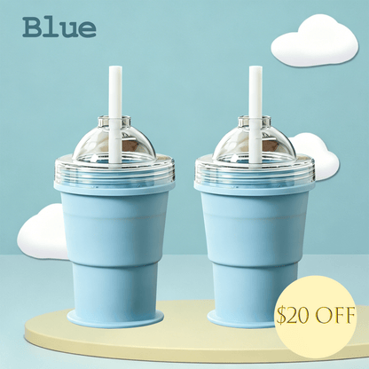 ChillCup – Foldable Silicone Ice Ball Drink Cup – Blue / Buy 2 Save Extra $10