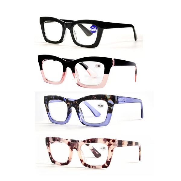 OprahStyle – 4-Pair Anti-Blue Light Glasses Set – 4 Pack*mix1 / 1.0x-(45-50 years old)