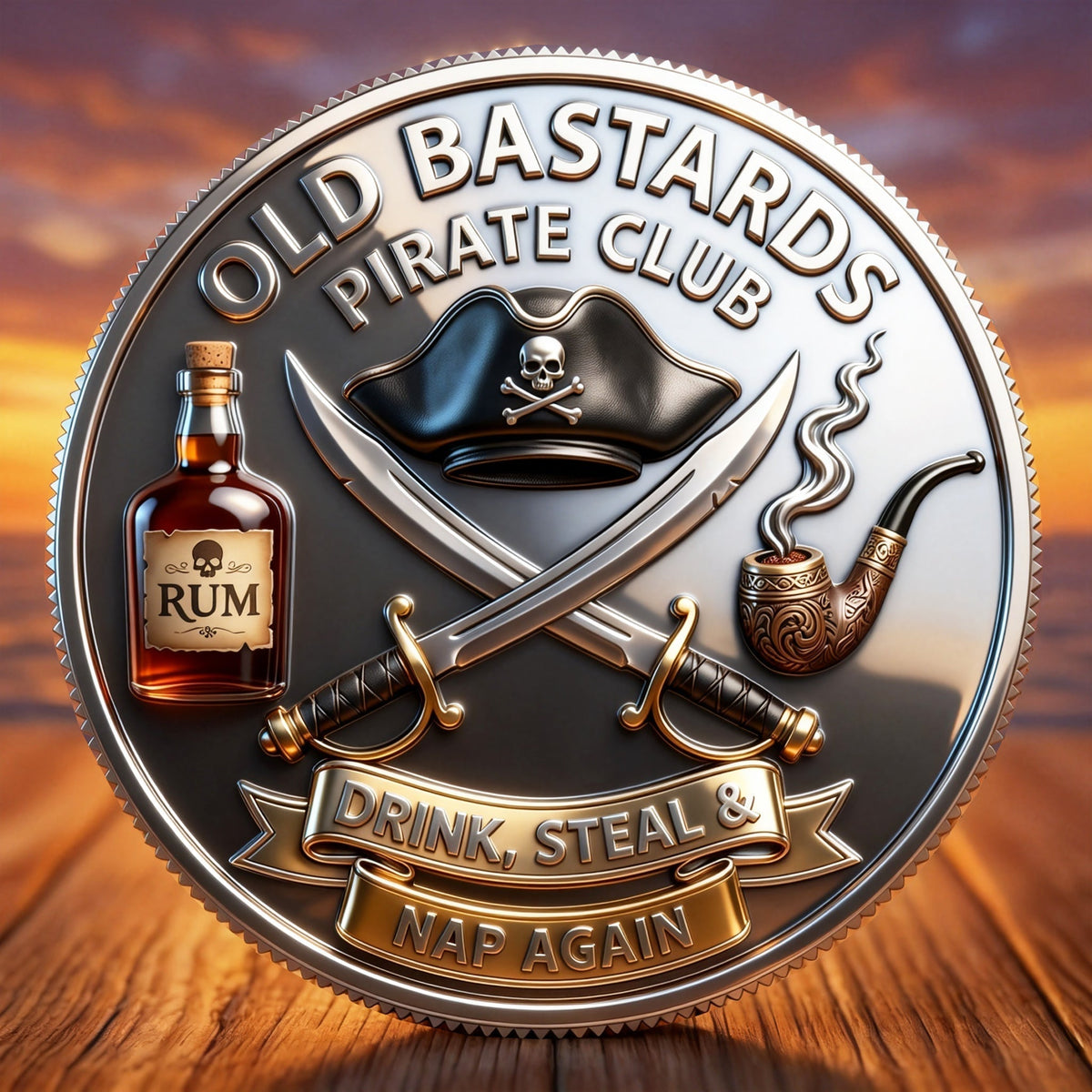 RumRaider – Double-Sided Pirate Challenge Coin – image 2