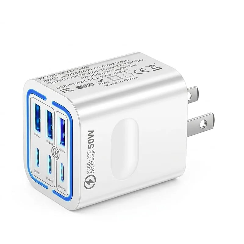 QuickPulse – Multi Port Fast Charger – US Plug, White