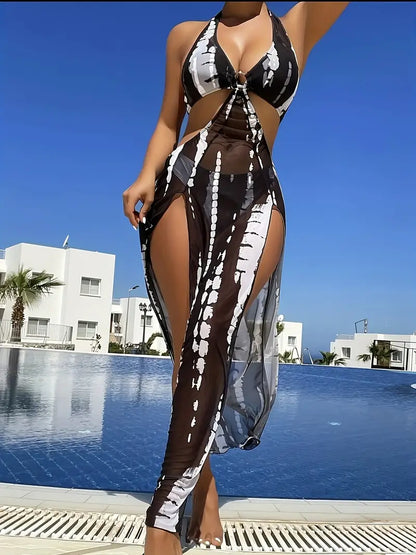 StripeWave | Two-Piece Swimsuit – Black / S