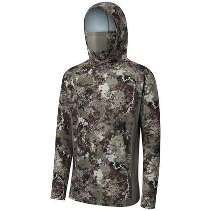 SunGuardPro - UPF 50+ Camo Hunting & Fishing Hoodie with Mask – Grunge Camo / S