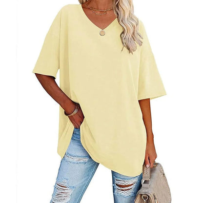 LunaWear – Summer New Women’s Loose T-Shirt – Light Yellow / S