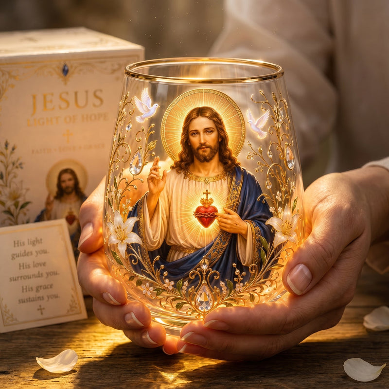 DivineSip – Sacred Heart of Jesus Glass Cup – Jesus / Buy 1 Get 30% OFF