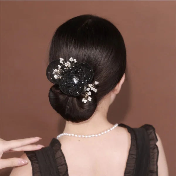 QuickTwist - Stylish and Quick Hairband – Black Flower