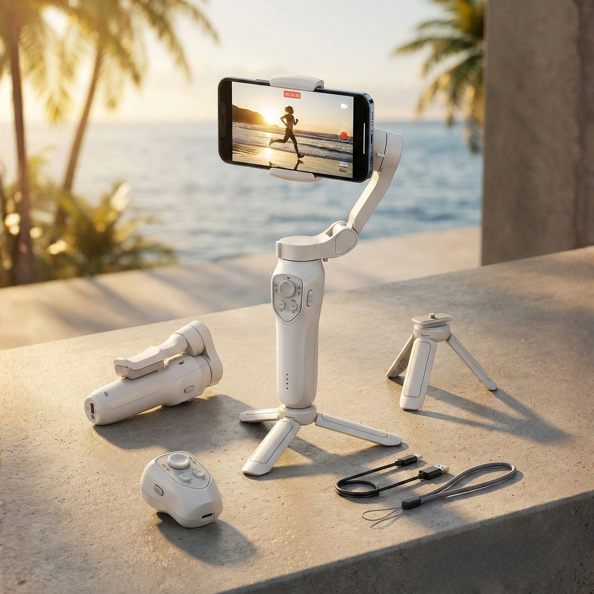VibeShot - AI-Powered Stabilizer with Smart Tracking – White