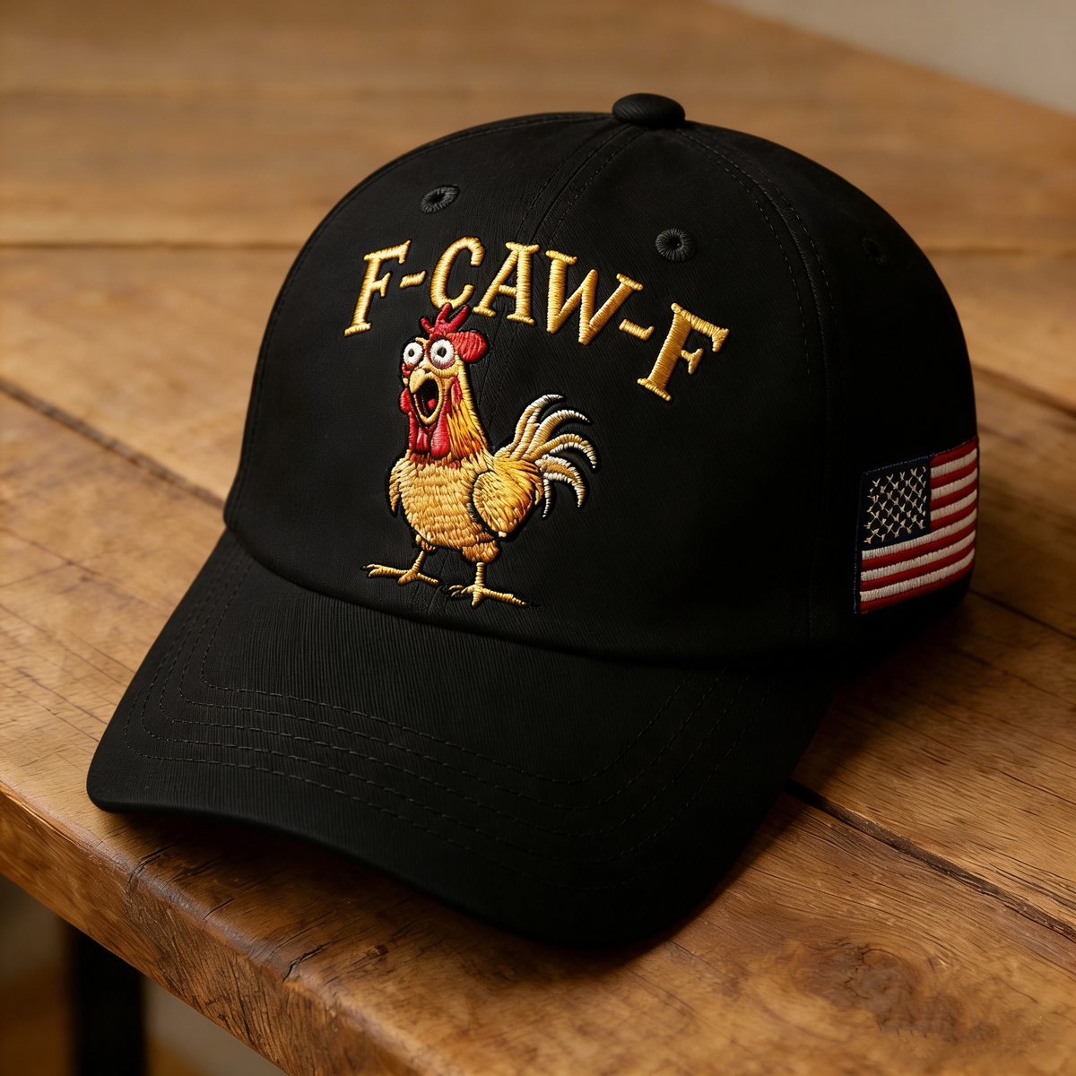 CluckPride – Made in USA Rooster Hat – Black / One Size Fits Most (Circumference 21 5/8"- Circumference 24 1/8")