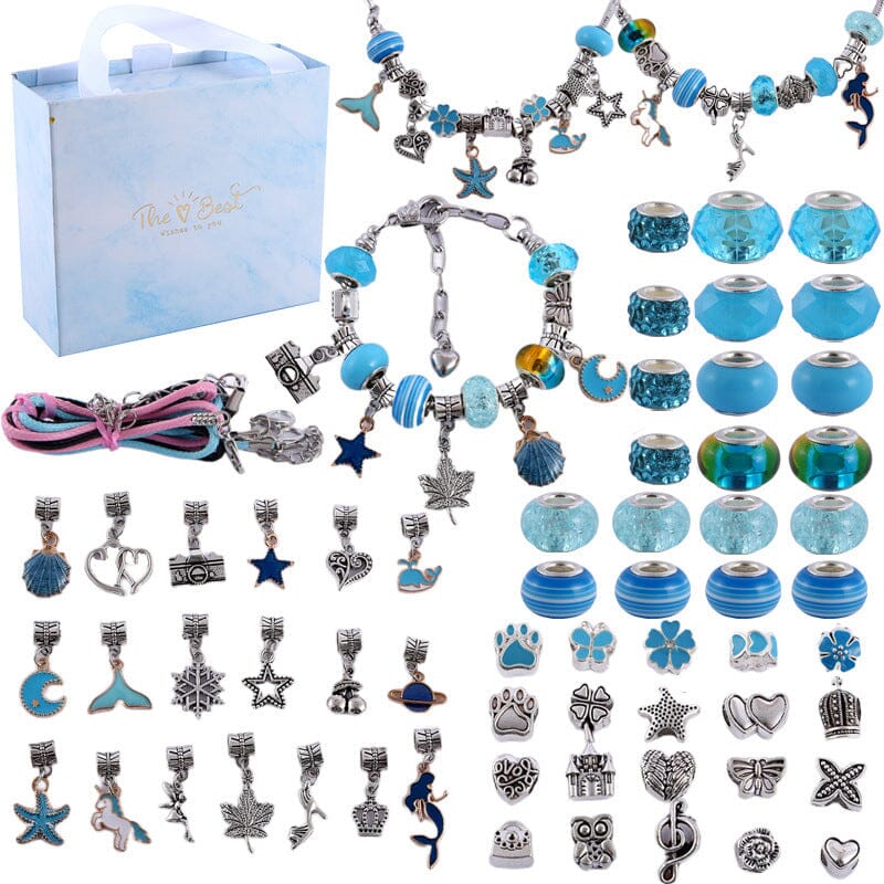 Charmella – Girls Charm Bracelet Making Kit – Blue-Classic