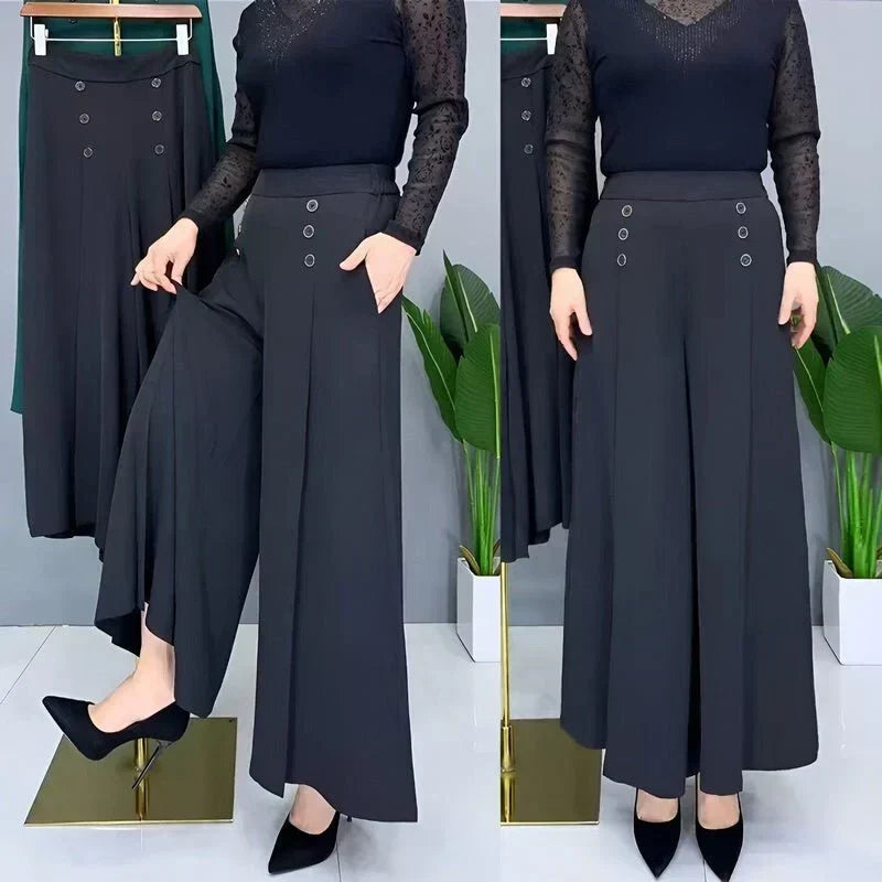BelleFlow – Flattering Wide Leg Comfort Trousers – Black / XS