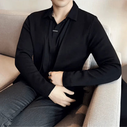 Layer™ – 2-in-1 Shirt with Cardigan Effect – Black / XS