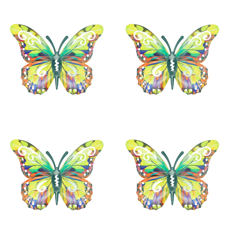 Butteriva – Metal Butterfly Wall Art – 4x Green Butterflies / Stater Pack