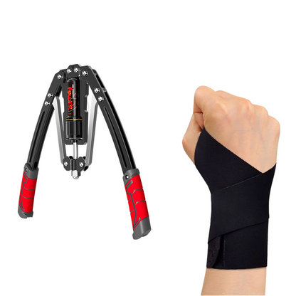 PowerFlex – Adjustable Hydraulic Arm Strength Trainer – Red-black / Basic model + wrist support