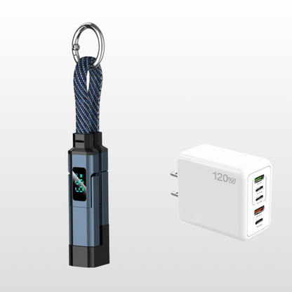 VoltFlex – Digital Display Fast Charge Cable – Blue / 1 Piece / 4-in-1 Charging Cable with Digital Display + Multi-Port Fast Charger