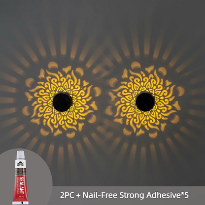 SunMandala – Warm Amber Projection Lamp – 2PC + Nail-Free Strong Adhesive*5