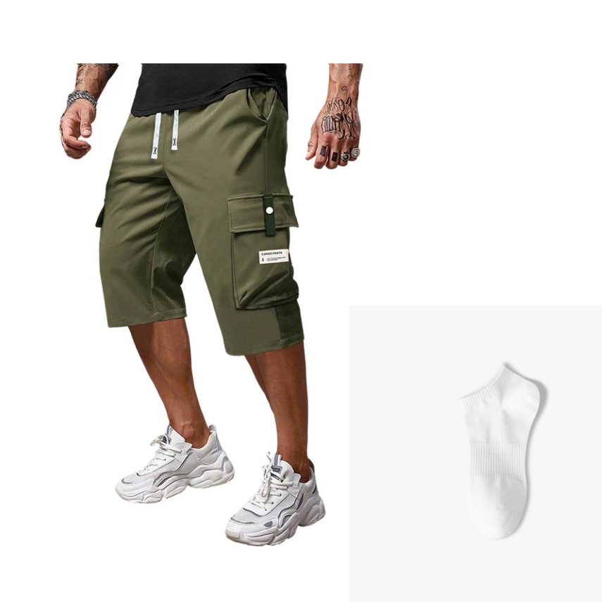 TrailBlaze – Durable Men’s Casual Cargo Pants – Green / XXS / Pants+Sock (1 pair)