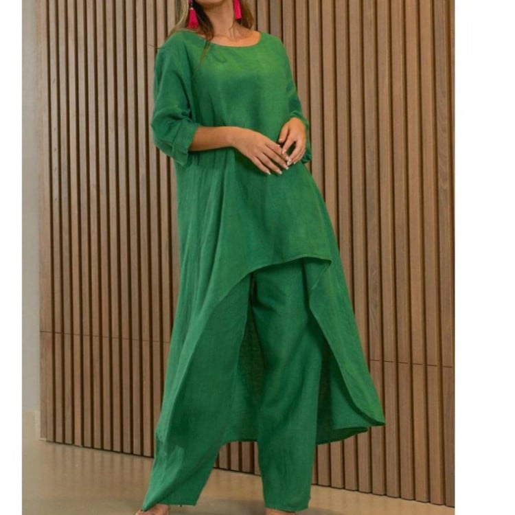 PureComfort Set – Round Neck Two-Piece Wear – Green / UK 8-10/S