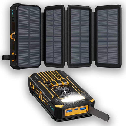 PhotonCharge - Foldable Solar Pack – Black Orange 20000mAh (5V/2.4A with 5W wireless charging)
