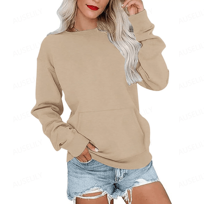 CozyCore – Women’s Crewneck Hoodless Sweatshirt – Apricot / S