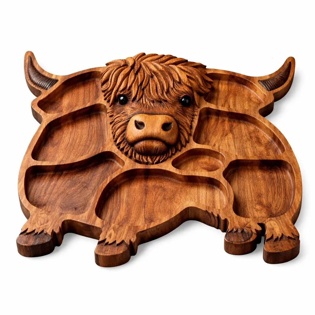 RusticGraze – Highland Cow Wooden Charcuterie Board – image 7