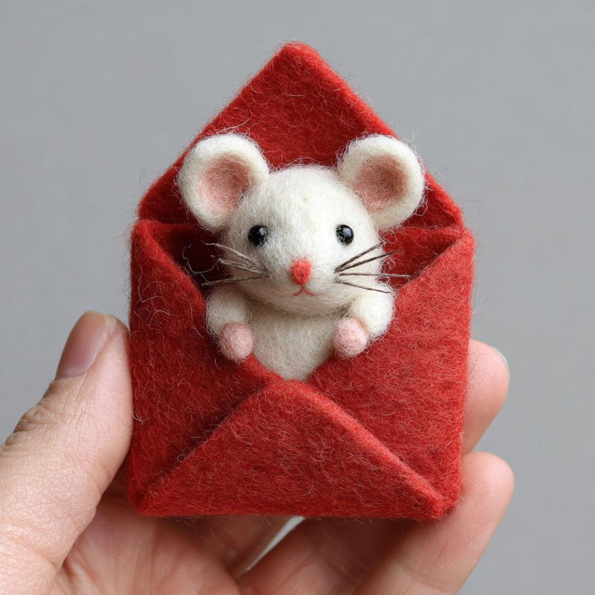 Needle Felted Mouse | Valentine's Day Gift – In Red Envelope