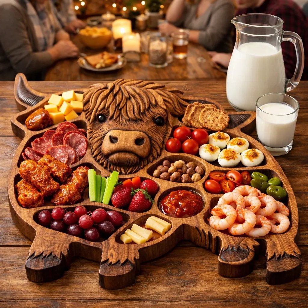 Highland Cow Wooden Charcuterie Board – A