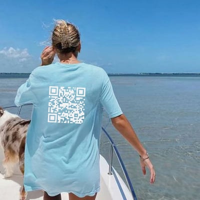 ScanMe – Funny QR Code Interactive T-Shirt – Blue / S