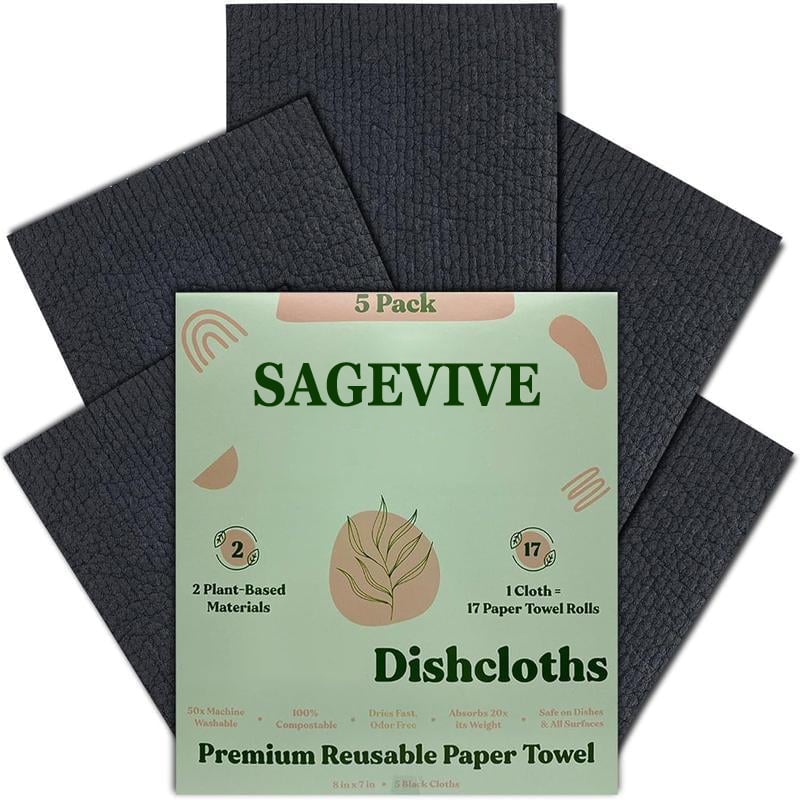 SparkleWipe – Multi-Purpose Kitchen Cleaning Cloths – Solid Black