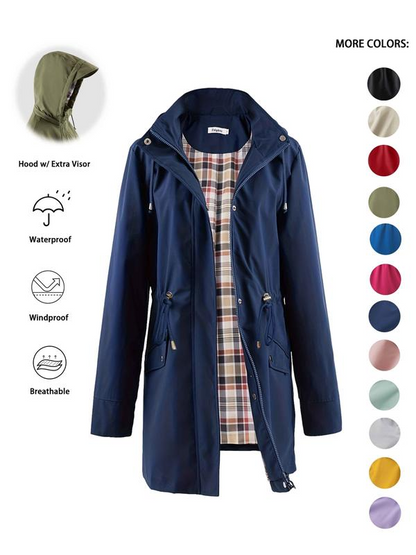 Rainelle – Hooded Windproof Jacket – Navy / S