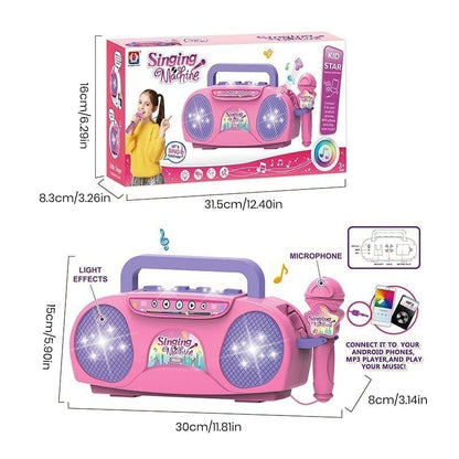 FunVoice – Kids Microphone with Stable Stand – Karaoke Machine - Pink