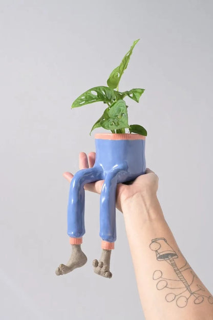 SproutBuddy - Decorative Hanging-Leg Planter – Blue pants