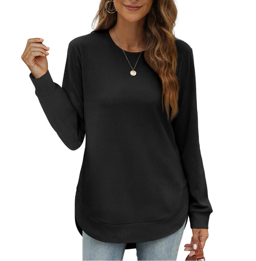 CurveFit – Soft Crewneck Sweatshirt All Day Comfort – Black / S