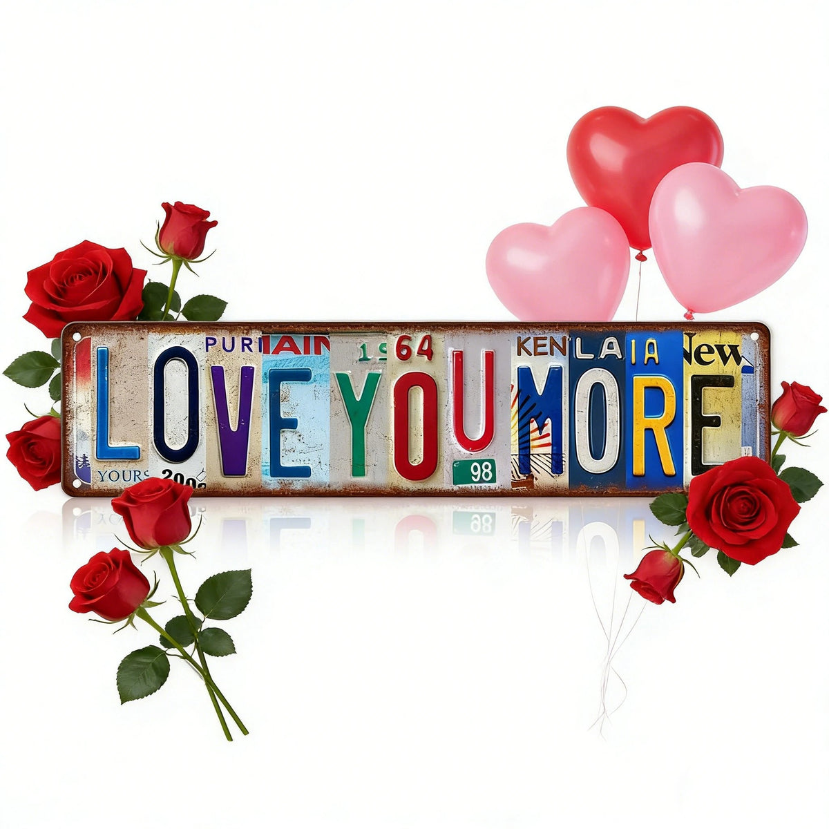Valentine’s Day “Love You More” Vintage Street Sign – Romantic Metal Wall Decor | 16 × 4 in