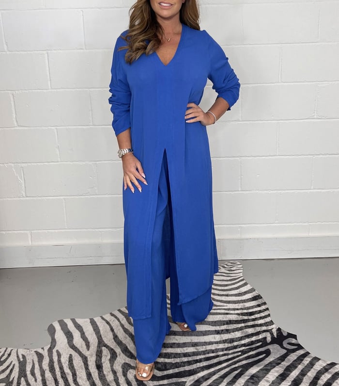 LuxeFit – Casual 2 Piece Suit – Blue / S